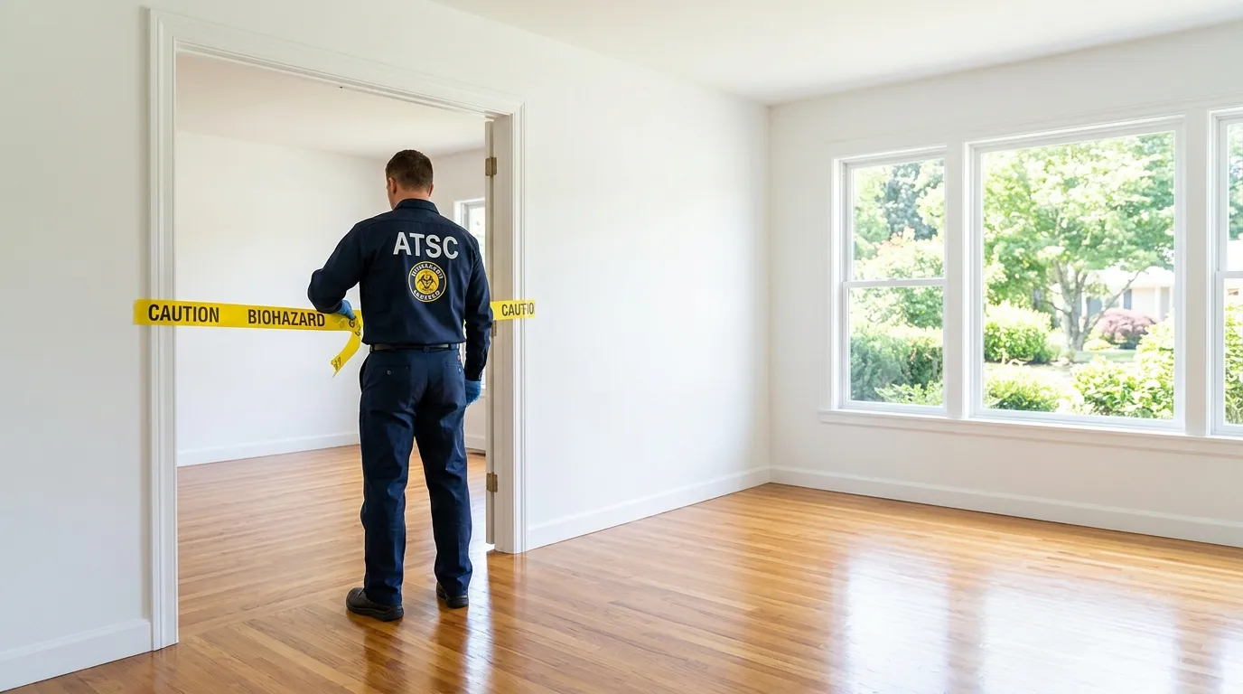 Certified biohazard cleanup crew performing Decomposition Cleanup in Franklin Park
